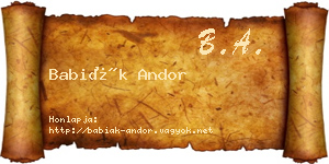 Babiák Andor névjegykártya