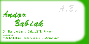 andor babiak business card